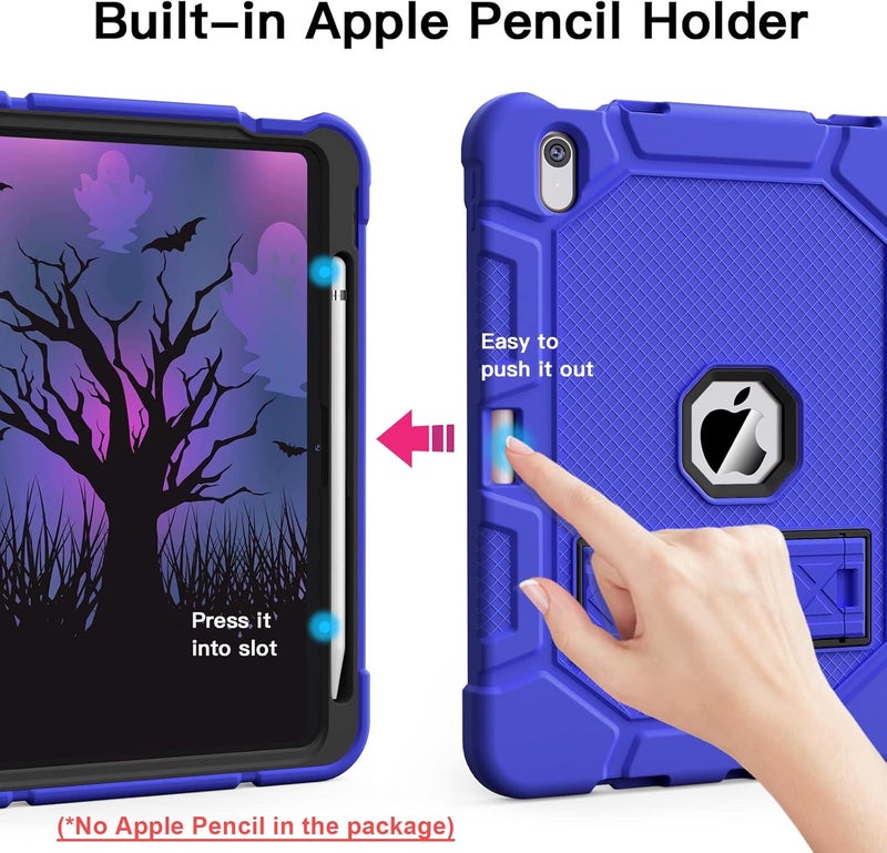 Azzsy Case for iPad (A16) 11th Generation 11 Inch 2025 / iPad 10th Generation 10.9 Inch 2022, [Built-in Pencil Holder] Heavy Duty Shockproof Rugged Protective Case, Blue - Image 4